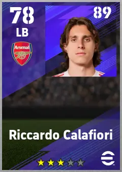 Riccardo Calafiori eFootball 2026 player card — 78 OVR LB