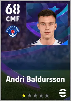 Andri Baldursson eFootball 2026 player card — 68 OVR CMF