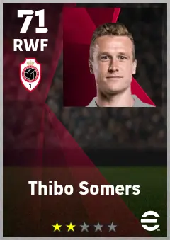 Thibo Somers eFootball 2026 player card — 71 OVR RWF