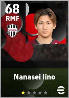 Nanasei Iino eFootball 2026 player card — 68 OVR RMF
