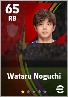 Wataru Noguchi eFootball 2026 player card — 65 OVR RB
