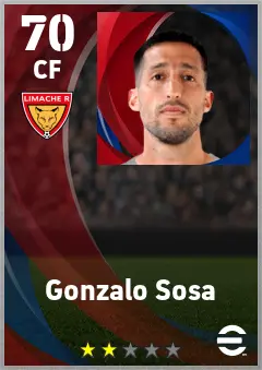 Gonzalo Sosa eFootball 2026 player card — 70 OVR CF