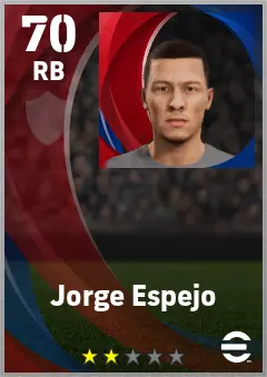 Jorge Espejo eFootball 2026 player card — 70 OVR RB