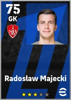Radoslaw Majecki eFootball 2026 player card — 75 OVR GK