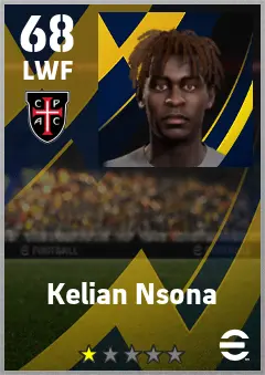 Kelian Nsona eFootball 2026 player card — 68 OVR LWF