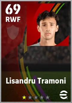 Lisandru Tramoni eFootball 2026 player card — 69 OVR RWF