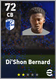 Di Shon Bernard eFootball 2026 player card — 72 OVR CB