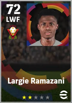 Largie Ramazani eFootball 2026 player card — 72 OVR LWF