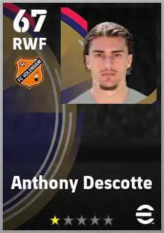Anthony Descotte eFootball 2026 player card — 67 OVR RWF