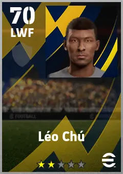 Leo Chu eFootball 2026 player card — 70 OVR LWF