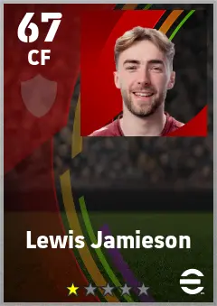 Lewis Jamieson eFootball 2026 player card — 67 OVR CF