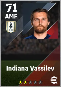 Indiana Vassilev eFootball 2026 player card — 71 OVR AMF
