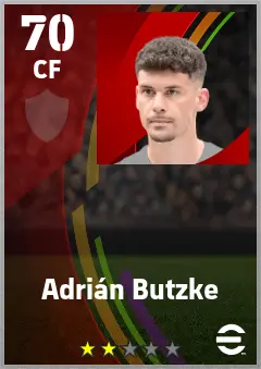 Adrian Butzke eFootball 2026 player card — 70 OVR CF