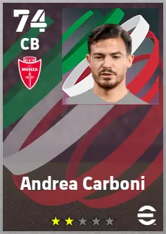Andrea Carboni eFootball 2026 player card — 74 OVR CB