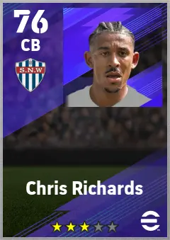 Chris Richards eFootball 2026 player card — 76 OVR CB