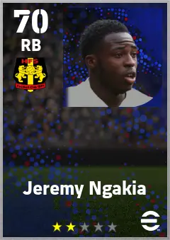 Jeremy Ngakia eFootball 2026 player card — 70 OVR RB
