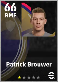 Patrick Brouwer eFootball 2026 player card — 66 OVR RMF
