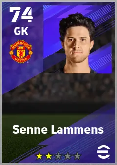 Senne Lammens eFootball 2026 player card — 74 OVR GK