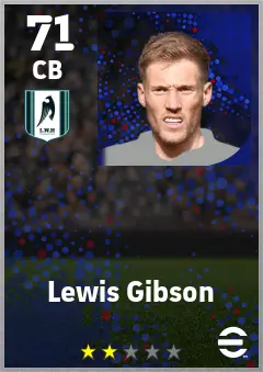 Lewis Gibson eFootball 2026 player card — 71 OVR CB