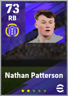 Nathan Patterson eFootball 2026 player card — 73 OVR RB