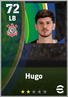 Hugo eFootball 2026 player card — 72 OVR LB