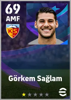Gorkem Saglam eFootball 2026 player card — 69 OVR AMF