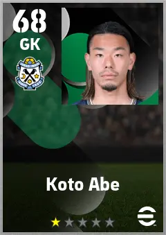 Koto Abe eFootball 2026 player card — 68 OVR GK