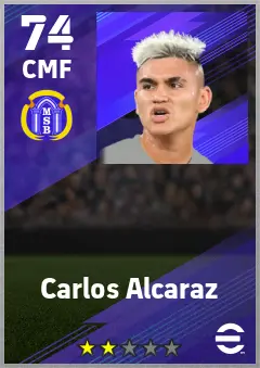 Carlos Alcaraz eFootball 2026 player card — 74 OVR CMF