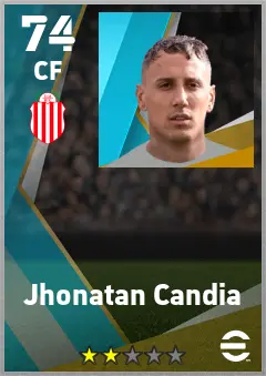 Jhonatan Candia eFootball 2026 player card — 74 OVR CF