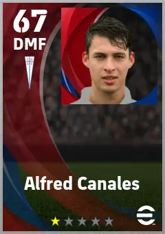 Alfred Canales eFootball 2026 player card — 67 OVR DMF