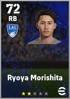Ryoya Morishita eFootball 2026 player card — 72 OVR RB