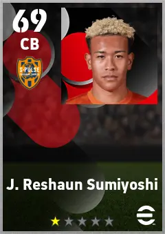 J. Reshaun Sumiyoshi eFootball 2026 player card — 69 OVR CB