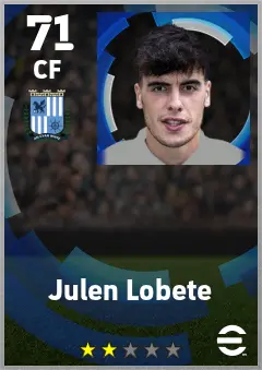 Julen Lobete eFootball 2026 player card — 71 OVR CF