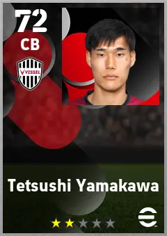 Tetsushi Yamakawa eFootball 2026 player card — 72 OVR CB