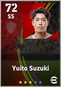 Yuito Suzuki eFootball 2026 player card — 72 OVR SS