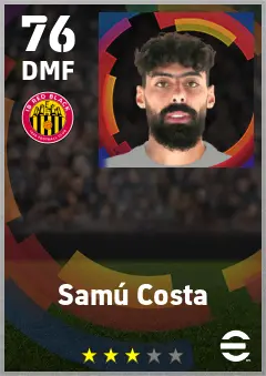 Samu Costa eFootball 2026 player card — 76 OVR DMF