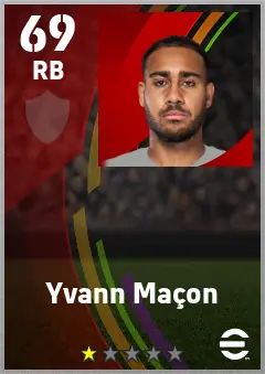 Yvann Macon eFootball 2026 player card — 69 OVR RB