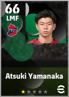 Atsuki Yamanaka eFootball 2026 player card — 66 OVR LMF