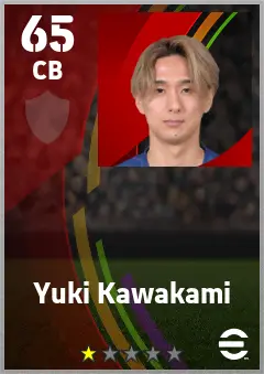 Yuki Kawakami eFootball 2026 player card — 65 OVR CB