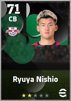 Ryuya Nishio eFootball 2026 player card — 71 OVR CB