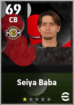 Seiya Baba eFootball 2026 player card — 69 OVR CB