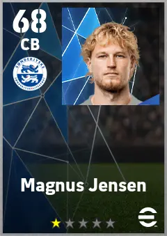 Magnus Jensen eFootball 2026 player card — 68 OVR CB