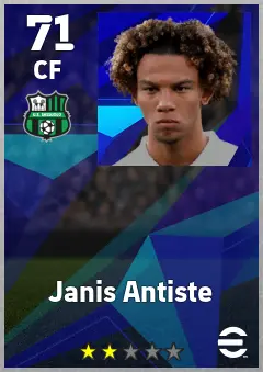Janis Antiste eFootball 2026 player card, 71 OVR CF