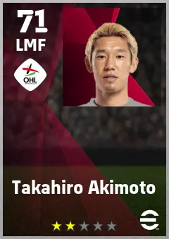 Takahiro Akimoto eFootball 2026 player card — 71 OVR LMF