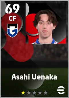 Asahi Uenaka eFootball 2026 player card — 69 OVR CF