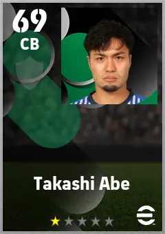 Takashi Abe eFootball 2026 player card — 69 OVR CB