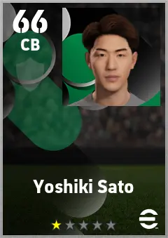 Yoshiki Sato eFootball 2026 player card — 66 OVR CB