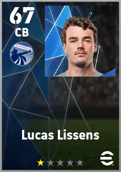 Lucas Lissens eFootball 2026 player card — 67 OVR CB