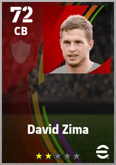 David Zima eFootball 2026 player card — 72 OVR CB