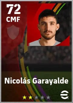 Nicolas Garayalde eFootball 2026 player card — 72 OVR CMF